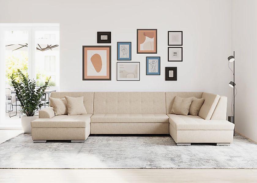 DOMO collection Wohnlandschaft "Treviso incl. Zierkissen, moderne Steppung, günstig online kaufen