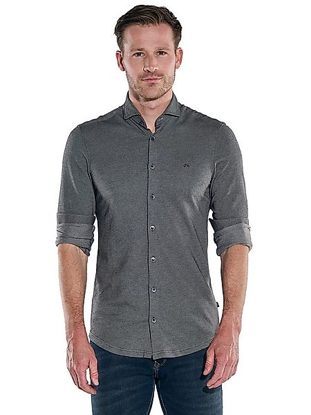 Engbers Langarmhemd Herren Langarm-Hemd gemustert, Anthrazit günstig online kaufen
