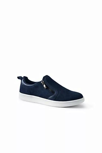 Veloursleder-Sneaker mit Reißverschluss, Damen, Größe: 42.5 Weit, Blau, by günstig online kaufen