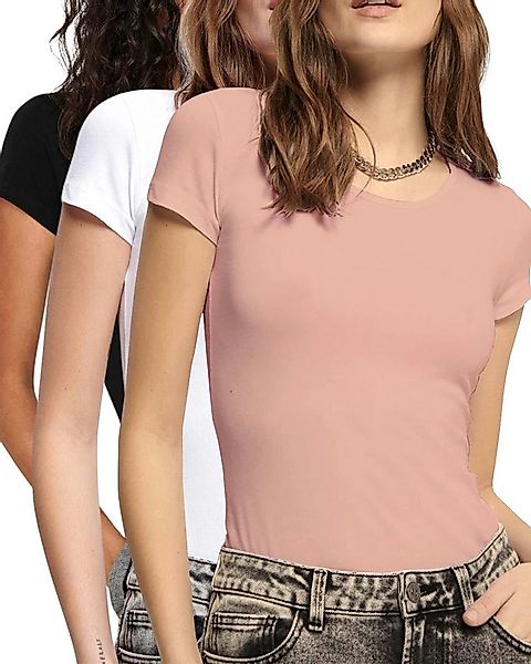 ONLY T-Shirt (3er-Pack) Basic Shirts in Unifarben günstig online kaufen
