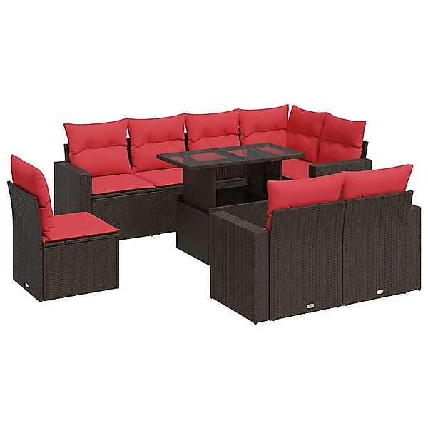 vidaXL 9-Tlg Garten-Sofagarnitur mit Kissen Braun Poly Rattan Akazie 332634 günstig online kaufen