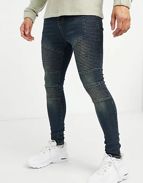 Good For Nothing – Eng geschnittene Jeans im Bikerlook in verwaschenem Mitt günstig online kaufen