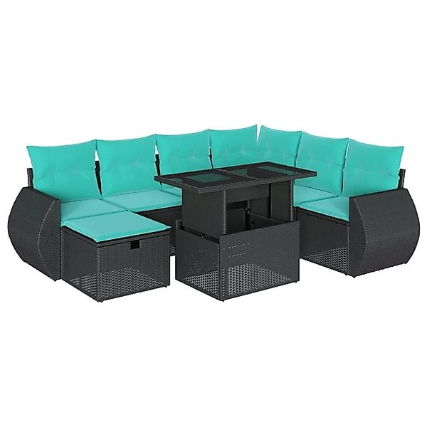 vidaXL 8-Tlg Gartensofa-Set mit Kissen Schwarz Polyrattan 3275157 günstig online kaufen