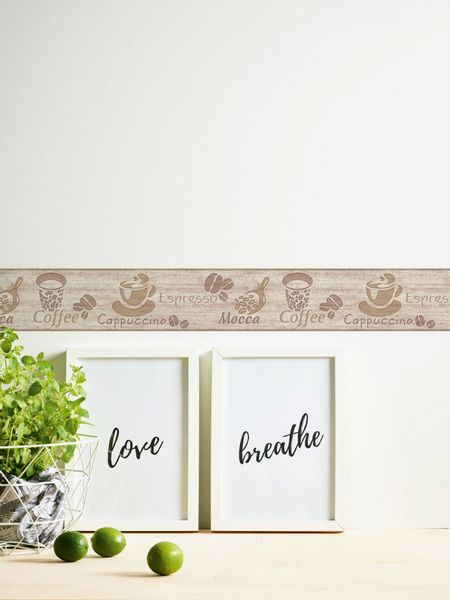 Bricoflor Kaffee Tapete als Bordüre in Beige Küchenbordüre mit Kaffeebohnen günstig online kaufen