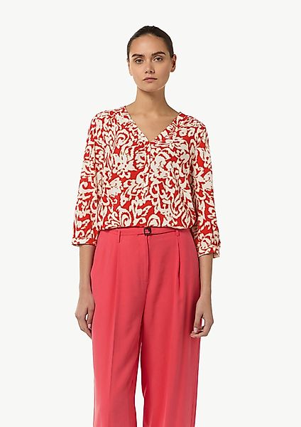 Comma 3/4-Arm-Shirt Viskosebluse mit V-Ausschnitt Artwork günstig online kaufen