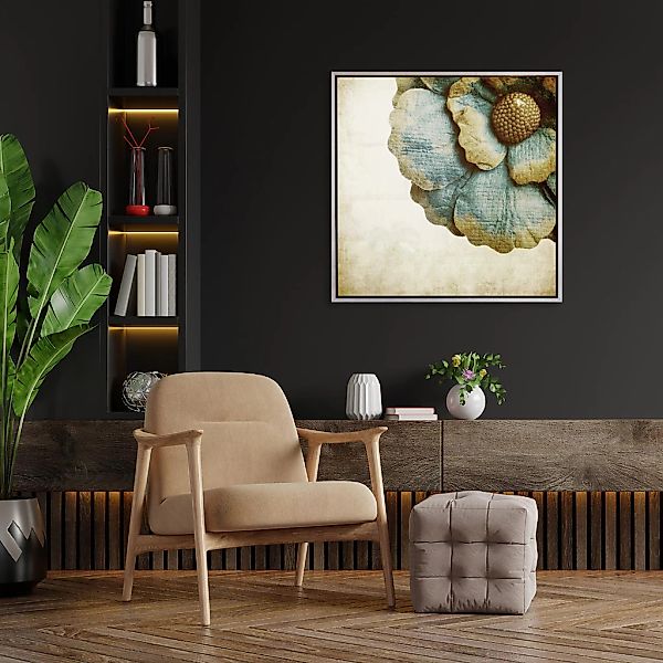queence Leinwandbild "Golden Flower", mit einem Schattenfugenrahmen veredel günstig online kaufen