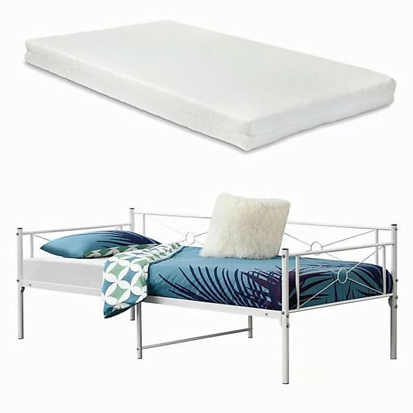 en.casa Metallbett, »Alvesta« Einzelbett 90x200cm mit Kaltschaummatratze We günstig online kaufen