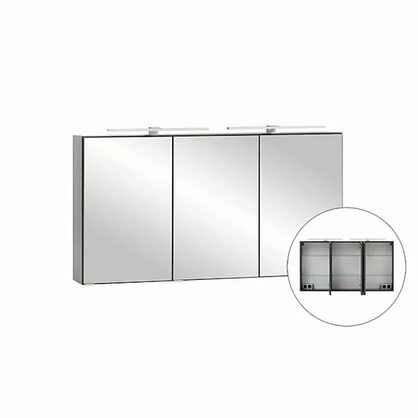 3D-Spiegelschrank 120 cm breit VIDAGO-03 in graphit mit LED Beleuchtung, B/ günstig online kaufen