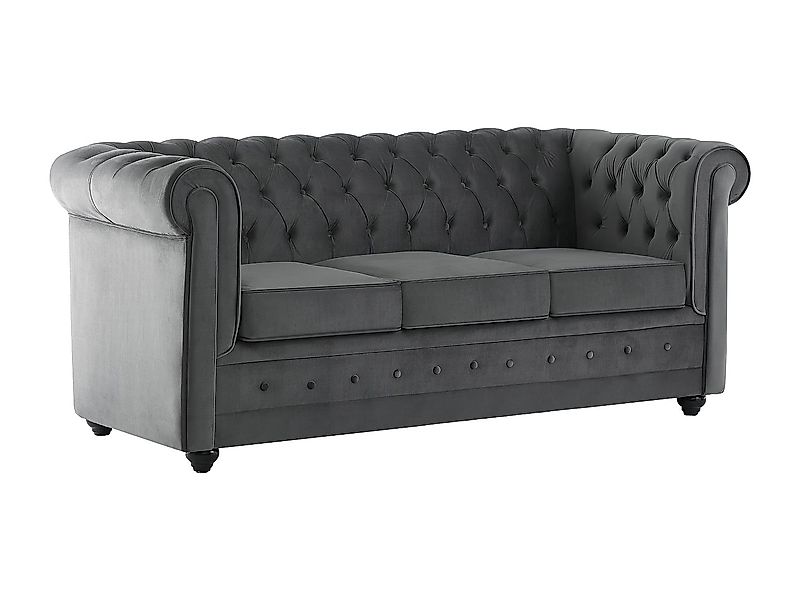 Sofa mit Schlaffunktion 3-Sitzer - Samt -  Anthrazitgrau - CHESTERFIELD günstig online kaufen