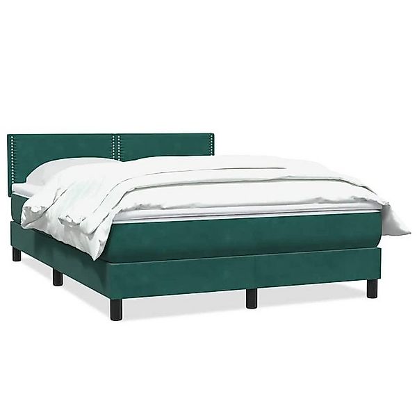 vidaXL Boxspringbett, Boxspringbett mit Matratze Dunkelgrün 140x210 cm Samt günstig online kaufen