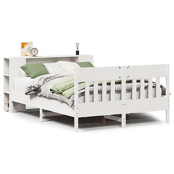 vidaXL Massivholzbett mit Regal ohne Matratze Weiß 120x190 cm Kiefer 332319 günstig online kaufen