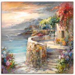 Artland Wandbild »Möwen und Sonnenuntergang« Gewässer 1 Stk. tlg. als Leinw günstig online kaufen