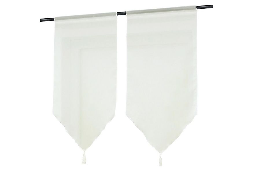 Delien Scheibengardine Uni (2 St), Stangendurchzug, Voile mit Quaste günstig online kaufen