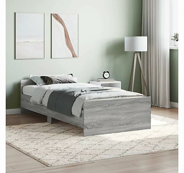 furnicato Bett Bettgestell Grau Sonoma 90x190 cm Holzwerkstoff günstig online kaufen