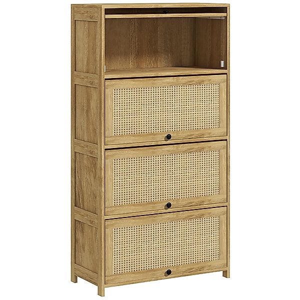 HOMCOM Küchenschrank im Boho-Stil mit 4 Klappentüren, Küchenbuffet aus Span günstig online kaufen