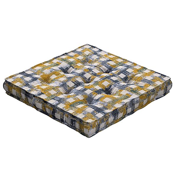 Sitzkissen Jacob mit Handgriff, blau-gelb, 50 x 50 x 10 cm, Cosy Home (145- günstig online kaufen