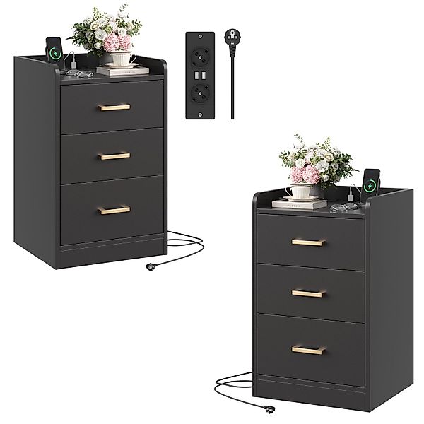 Homfa Nachttisch Nachtschrank mit Ladefunktion (2-St), günstig online kaufen