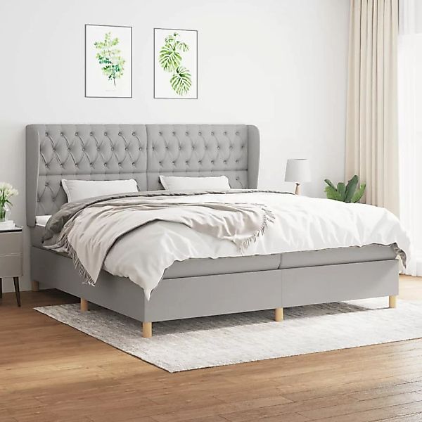 Vidaxl Boxspringbett Mit Matratze Hellgrau 200x200 Cm Stoff günstig online kaufen