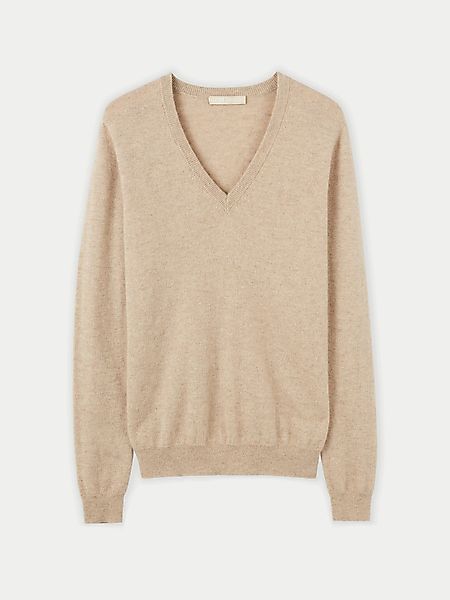 GOBI Cashmere V-Ausschnitt-Pullover Naturfarbe Basic V-Ausschnitt günstig online kaufen