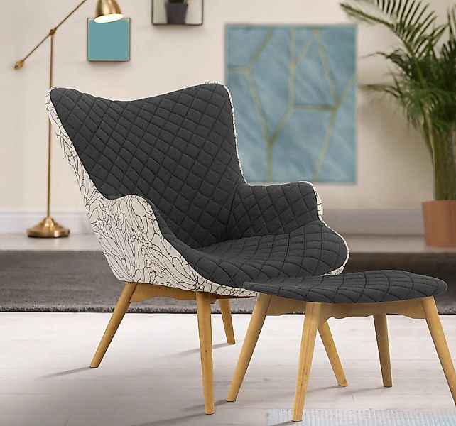 Home affaire Sessel "Duke Print" Karoprägung im Sitzbereich und Dekostoff a günstig online kaufen