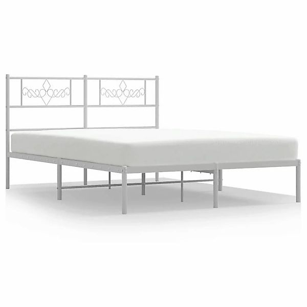 vidaXL Bettgestell mit Kopfteil Metall Weiß 135x190 cm Modell 81884801 günstig online kaufen