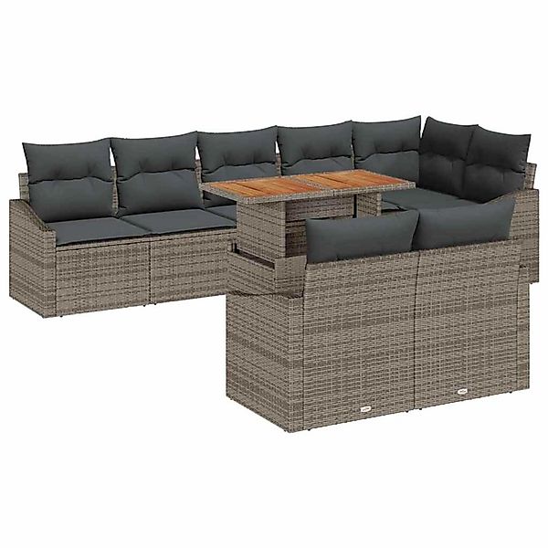 vidaXL Garten-Sofa-Set mit Speicher 9-Tlg Grau Poly Rattan 3358589 günstig online kaufen
