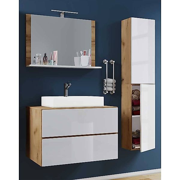 Badezimmereinrichtung Wandmontage in modernem Design 150 cm hoch (dreiteili günstig online kaufen