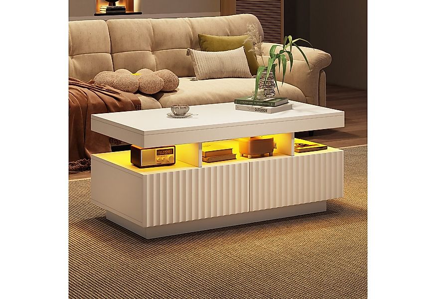 OKWISH Couchtisch Teetisch mit Vertikal gestreifter (Packung, 1-St., zwei S günstig online kaufen