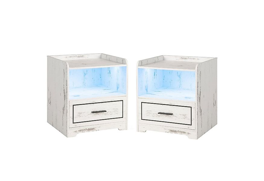 COSTWAY Nachttisch (2-St), LED, 3 Farben, mit Schublade & USB-Anschluss, Ho günstig online kaufen