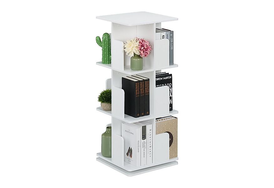 relaxdays Bücherregal Weißes Bücherregal drehbar, 3 günstig online kaufen