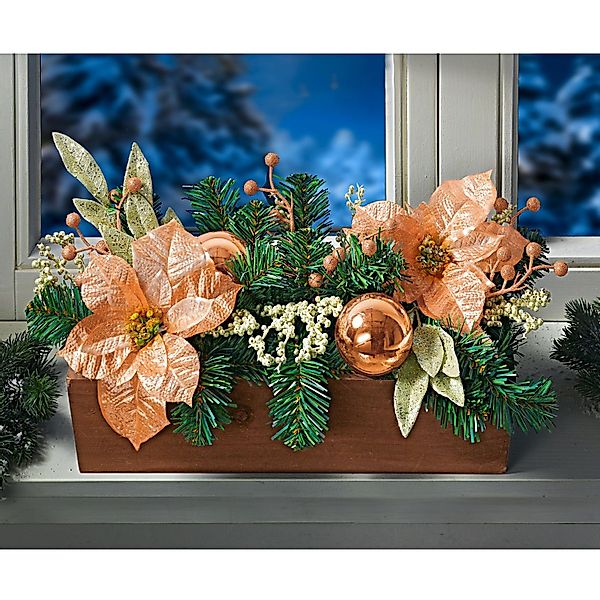 3PAGEN Blumenkasten Balkonkasten mit Weihnachtsschmuck 40cm günstig online kaufen