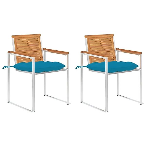 vidaXL Gartenstühle mit Kissen 2 Stk Massivholz Akazie und Stahl 3061507 günstig online kaufen