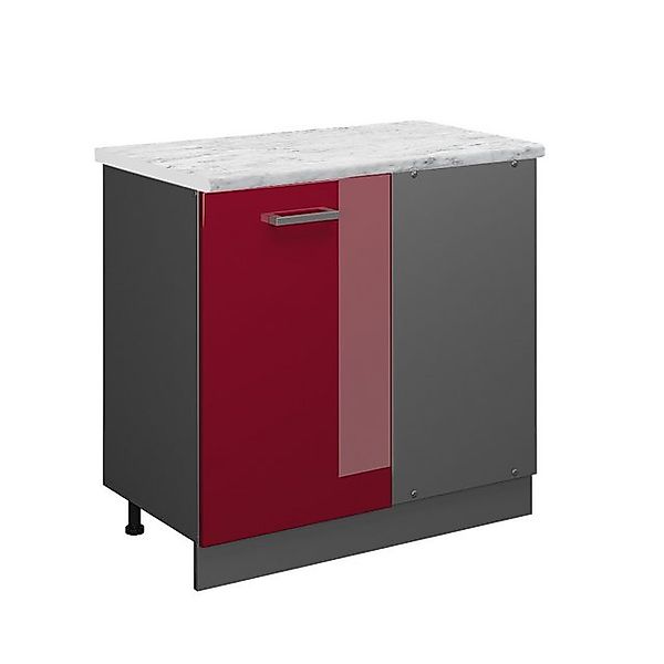 Vicco Eckunterschrank R-Line Küchen Eckschrank Bordeaux Hochglanz 86 cm AP günstig online kaufen