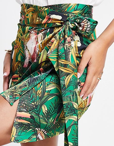 Never Fully Dressed – Mini-Wickelrock mit tropischem Muster, Kombiteil-Mehr günstig online kaufen