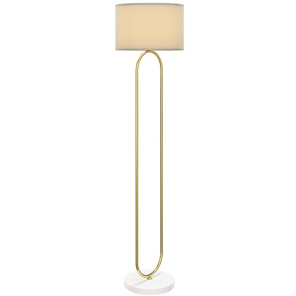 HOMCOM Moderne Stehlampe mit Leinenstoff Lampenschirm, Große Basis und Dopp günstig online kaufen