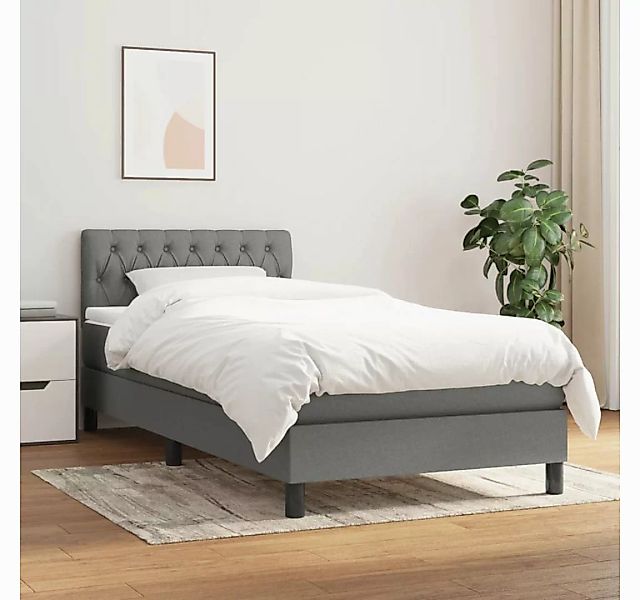 vidaXL Boxspringbett Boxspringbett mit Matratze Dunkelgrau 100x200 cm Stoff günstig online kaufen