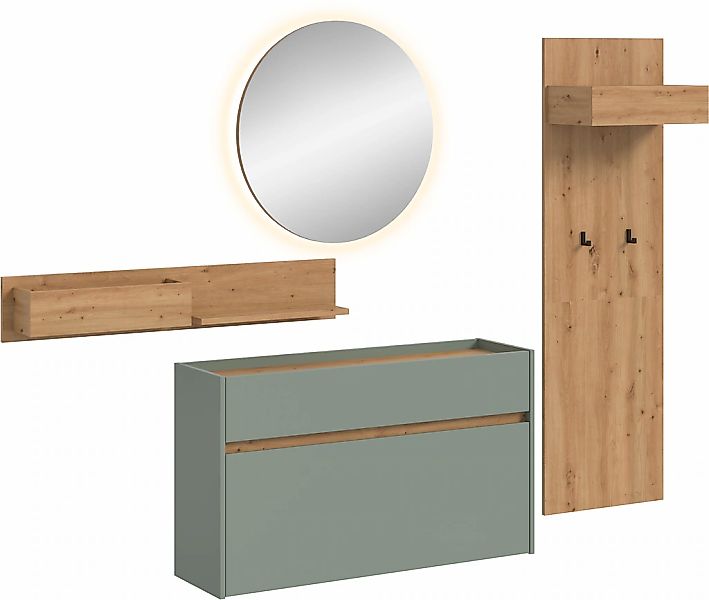 Home affaire Garderoben-Set "EVRID, 4-teilig, Breite 205 cm, inkl. Beleucht günstig online kaufen