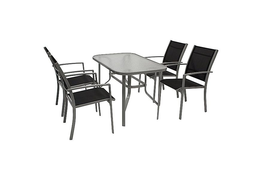 DEGAMO Garten-Essgruppe PINO, (5-tlg), Gestell Metall grau, Sitz- und Rücke günstig online kaufen