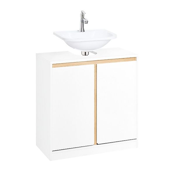 SoBuy Badezimmerschrank Waschbeckenunterschrank Waschtisch Weiß BZR78-W günstig online kaufen