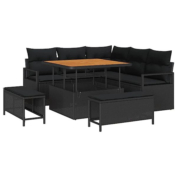 vidaXL Garten-Sofa-Set mit Kissen 8-Tlg Schwarz Poly Rattan 3362514 günstig online kaufen