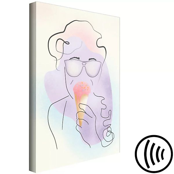 Wandbild Eis mit Streusel - Abstraktion mit blauem Hintergrund und Eiscreme günstig online kaufen