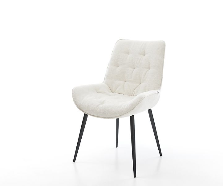 Esszimmerstuhl Taimi-Flex Bouclé Soft Beige 4-Fuß konisch Schwarz günstig online kaufen