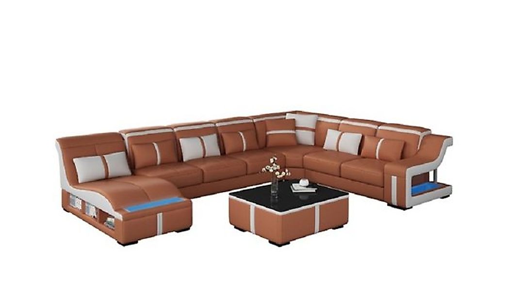 JVmoebel Ecksofa Design Ecksofa U-form Beleuchtet Couch Leder Sofa Neu, Mad günstig online kaufen