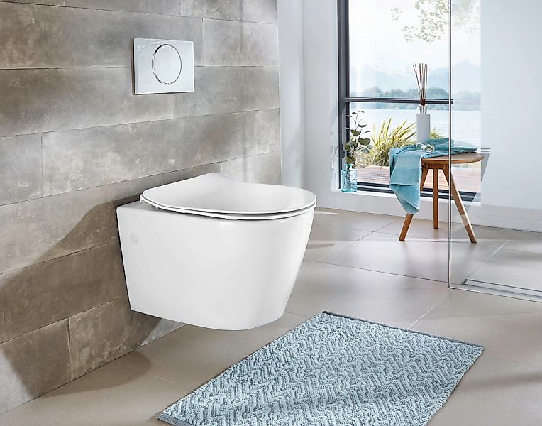 welltime Tiefspül-WC "Vigo" spülrandlose Toilette aus Sanitärkeramik, inkl. günstig online kaufen