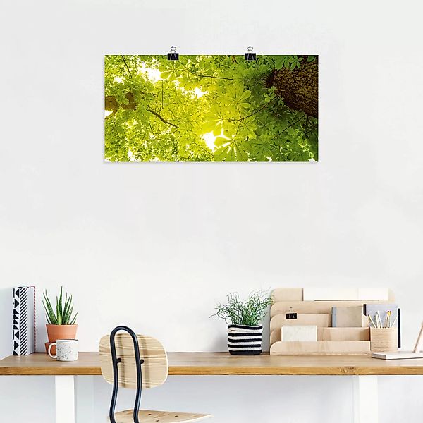 Artland Wandbild "Blick nach Oben im Wald, grüne Bäume", Blätterbilder, (1 günstig online kaufen
