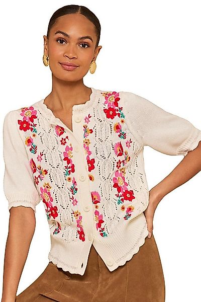 Love & Roses Strickjacke Love & Roses Strickoberteil mit Blumenstickerei (1 günstig online kaufen