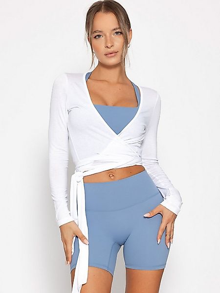 SASSYCLASSY Kurzarmshirt Langarm Shirt zum Wickeln für Damen Elastisches Wi günstig online kaufen