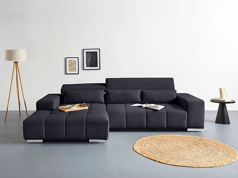 COTTA Ecksofa "Orion L-Form", mit Kopfteilverstellung & 3 Nierenkissen günstig online kaufen