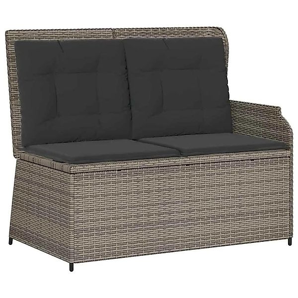 vidaXL Gartenbank mit Kissen Grau Poly Rattan 3394442 günstig online kaufen
