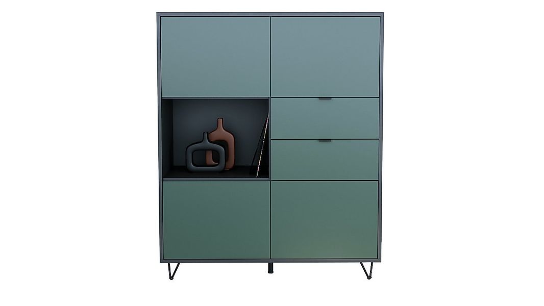 Vladon Highboard Marino V1 (Highboard mit 4 Tür Fjord Grün, 2 Schubladen Fj günstig online kaufen